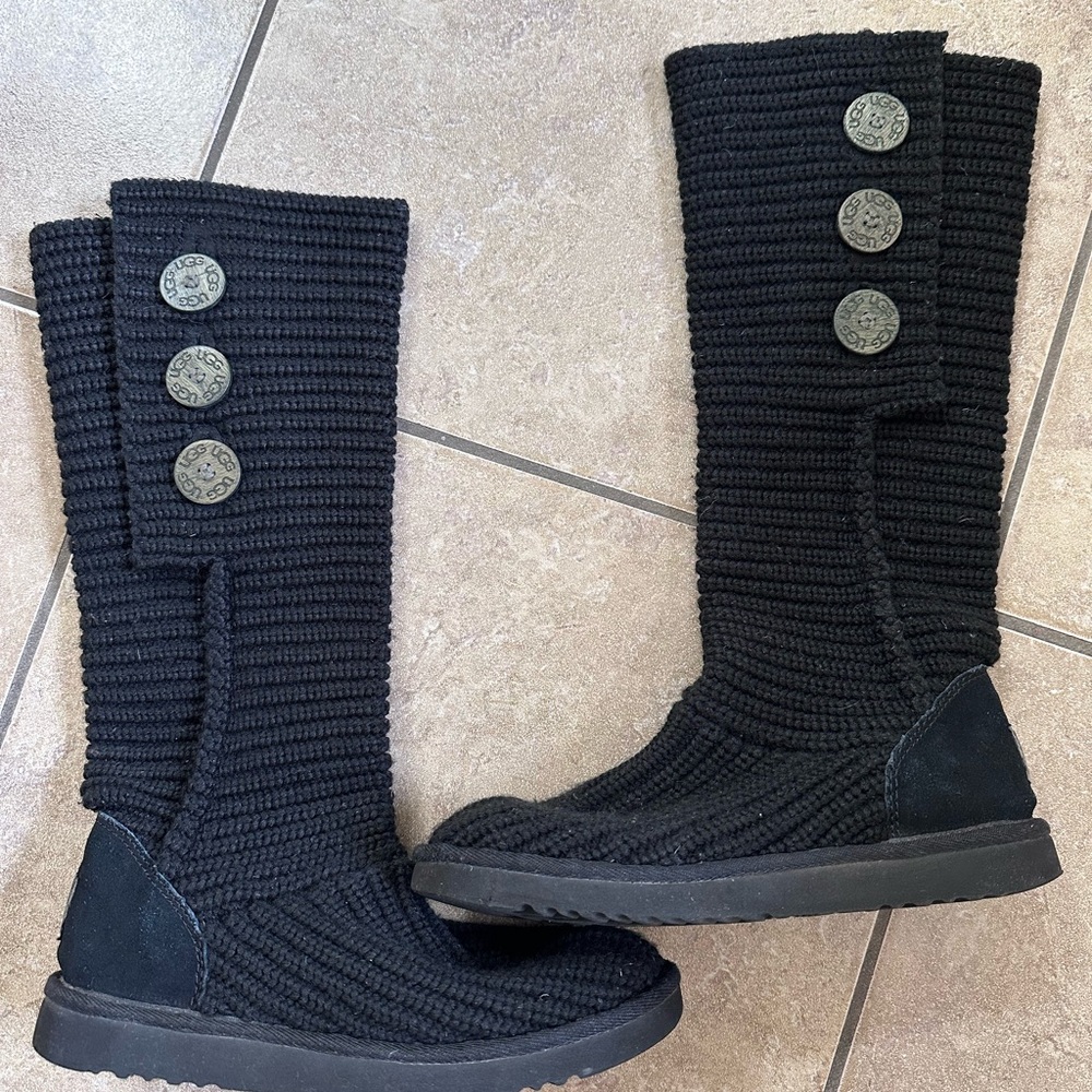UGG Black Knit Button Women's Boots